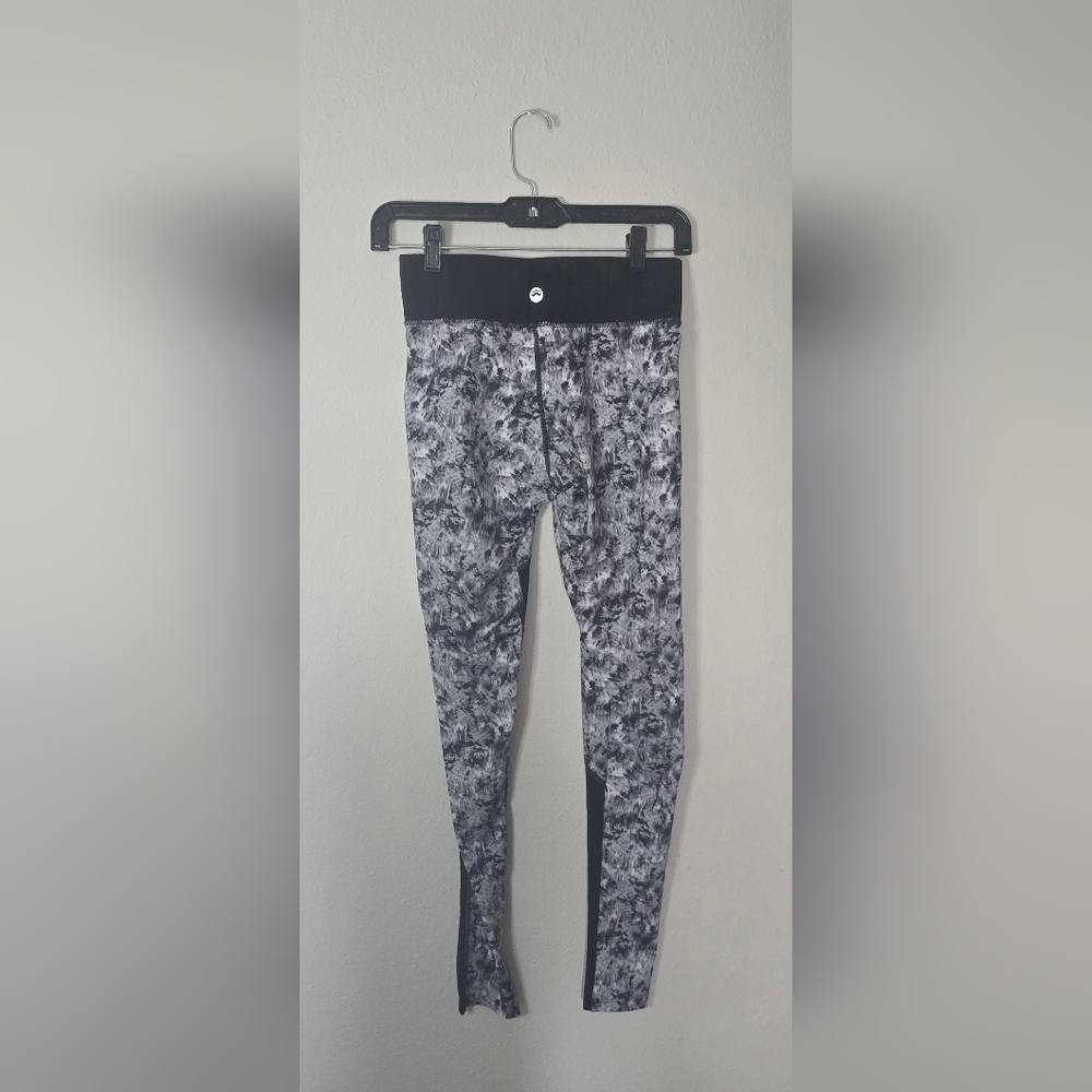 Impressions Black Gray Marbled Leggings High Waist Stretch Athleisure Small - Picture 2 of 4